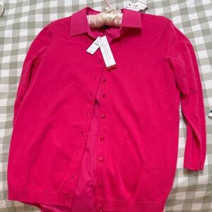 Talbots Non-Iron Button-Up sleeveless blouse & Sweater in same color